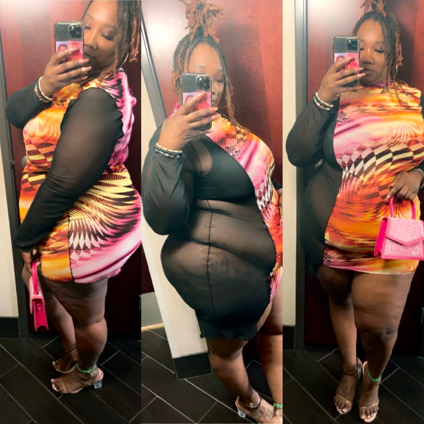 Mesh side out dress