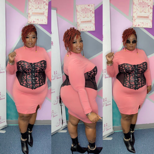 Pink split dress