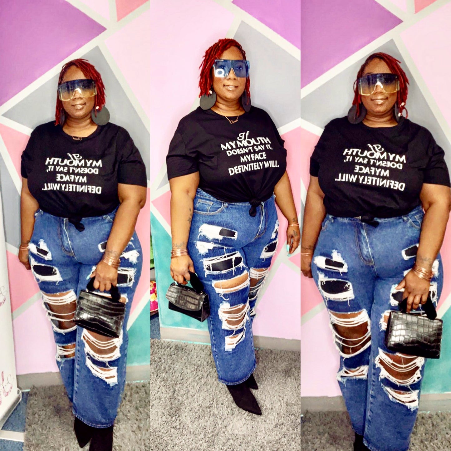 Baddie top and ripped jeans