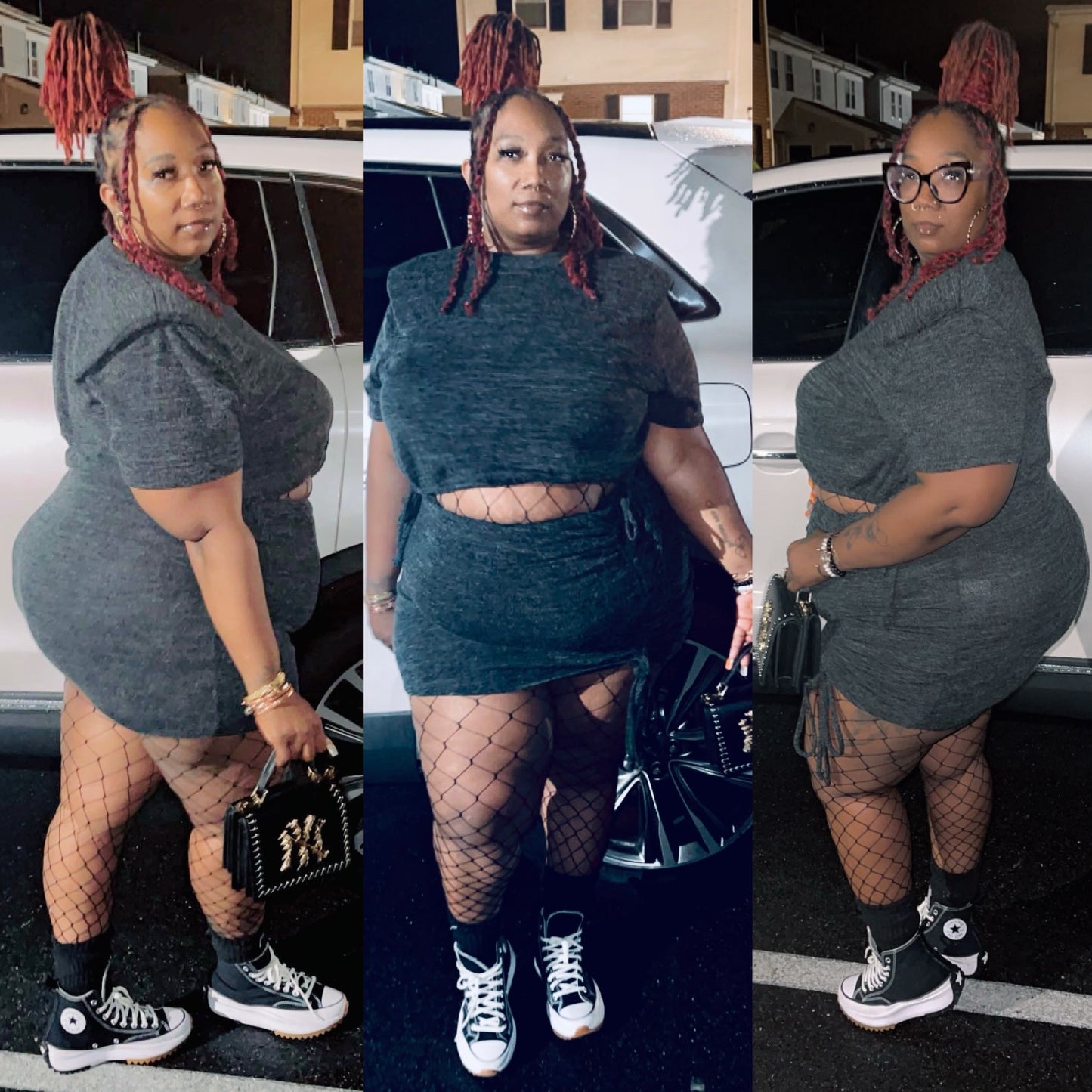 Charcoal two piece skirt set