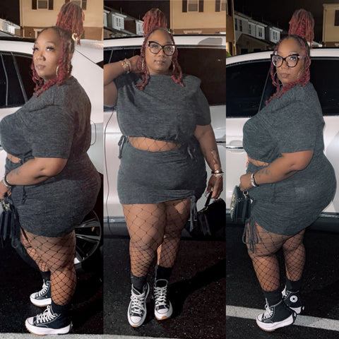 Charcoal two piece skirt set