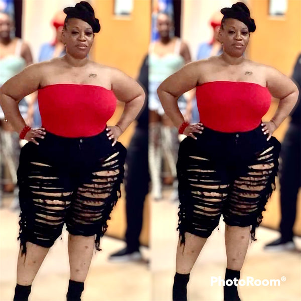 Lustful Ripped Capris and Reality Shirt