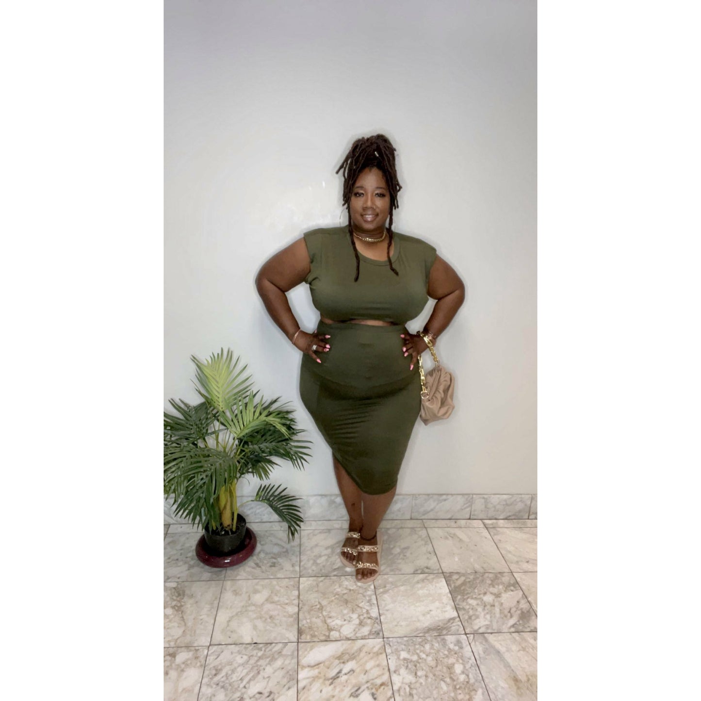 Olive Green skirt Set