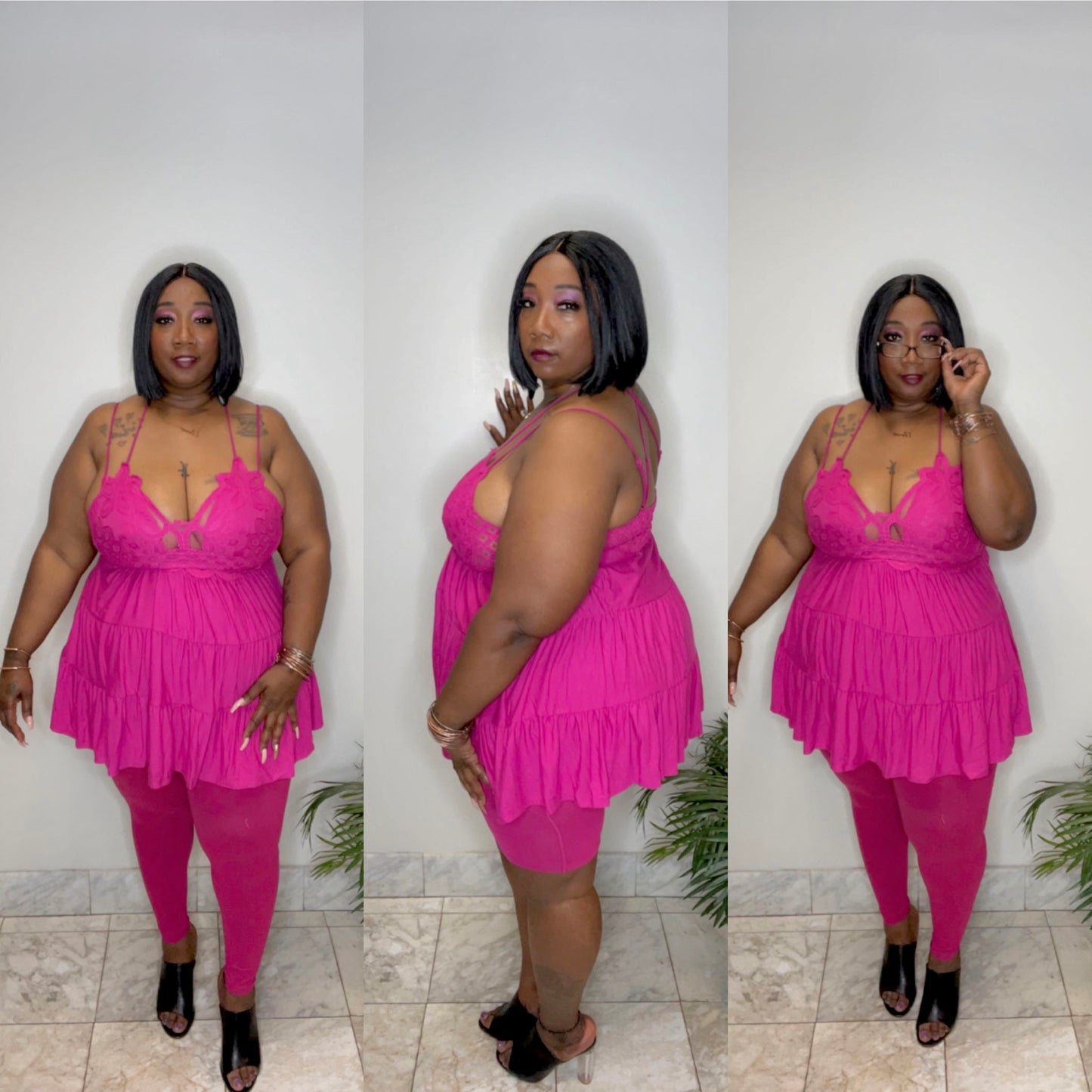 Magenta pink three piece set