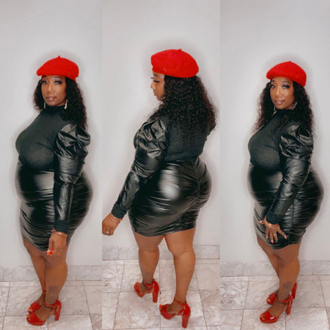 Leather it up skirt set