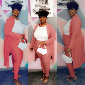 I love cardigan set mauve