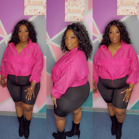Pink Jacket with biker shorts