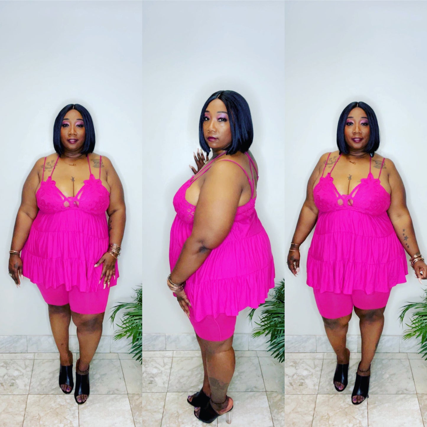 Magenta pink three piece set