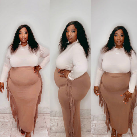 Mocha tassel skirt