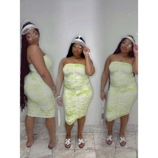 Lime green ruched Dress
