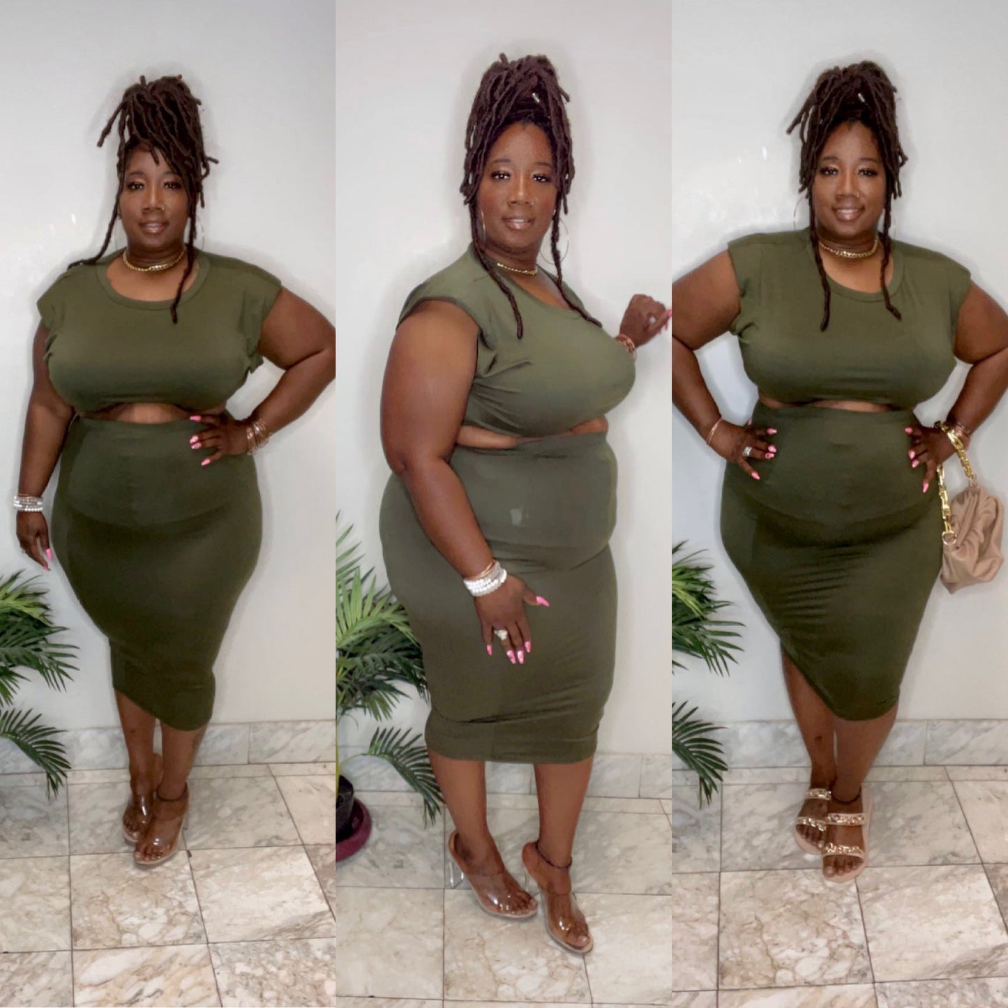 Olive Green skirt Set