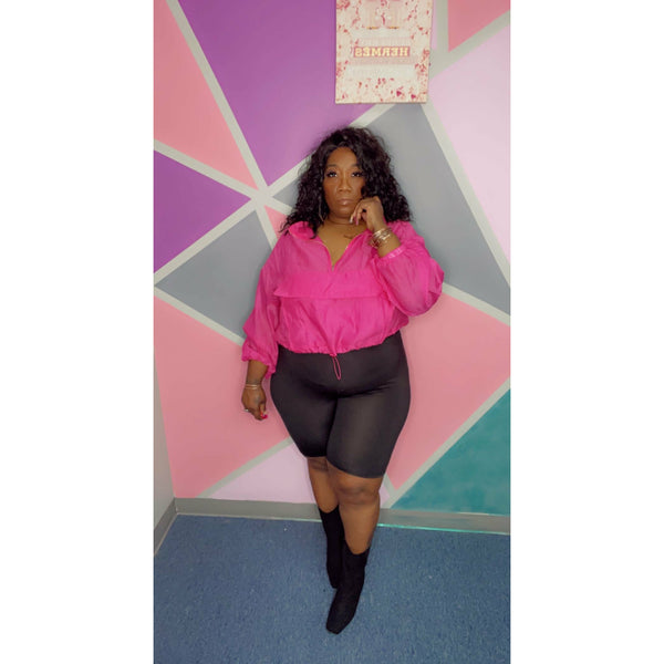 Pink Jacket with biker shorts