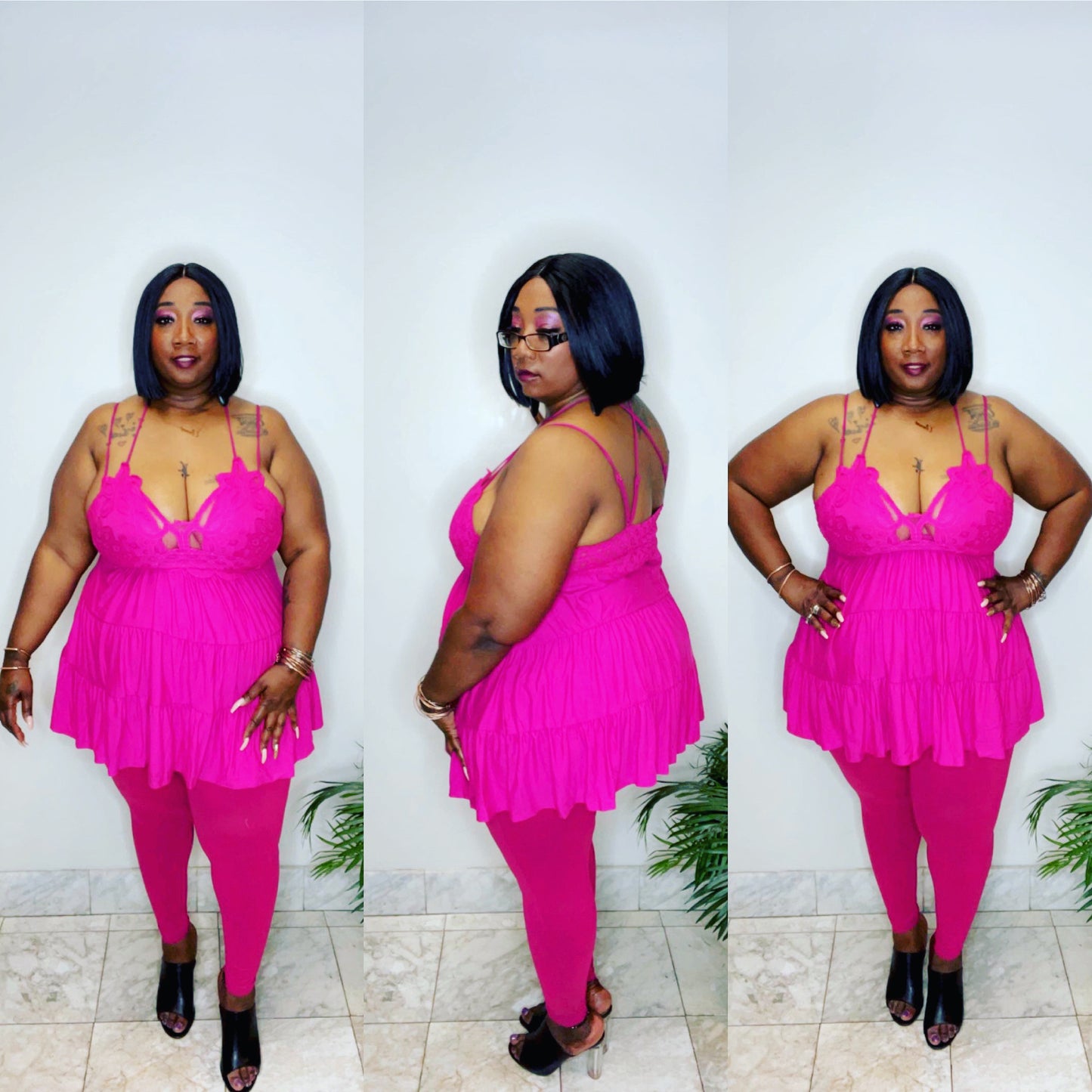 Magenta pink three piece set