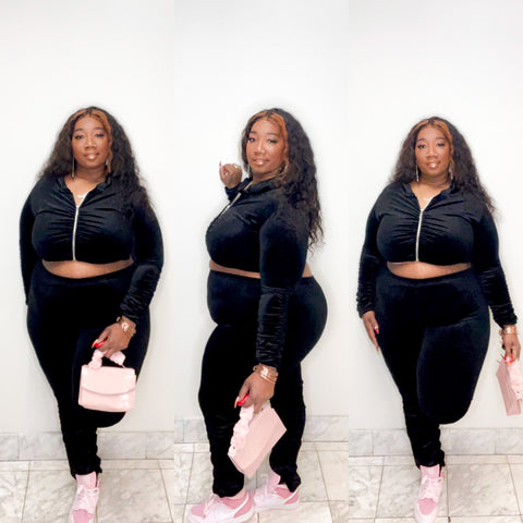 Velour ruched two piece set
